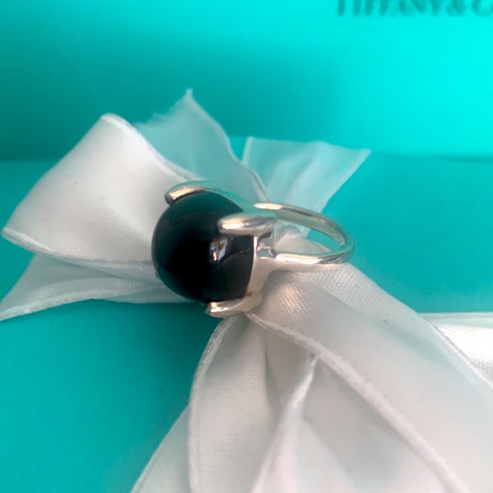 Tiffany & Co Large Sugar Stack Ring Black Onyx Paloma Picasso Stone  12mm size 5